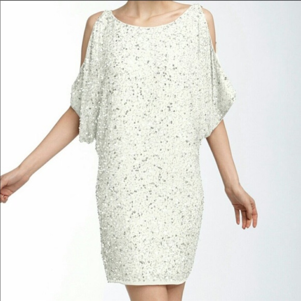 Aidan Mattox White Silk Cocktail Dress